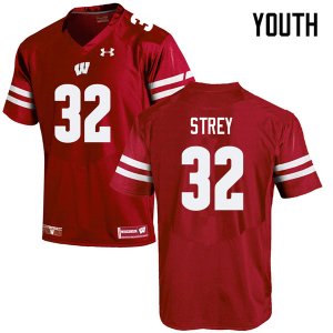 Youth Wisconsin Badgers NCAA #32 Marty Strey Red Authentic Under Armour Stitched College Football Jersey CG31G53SL